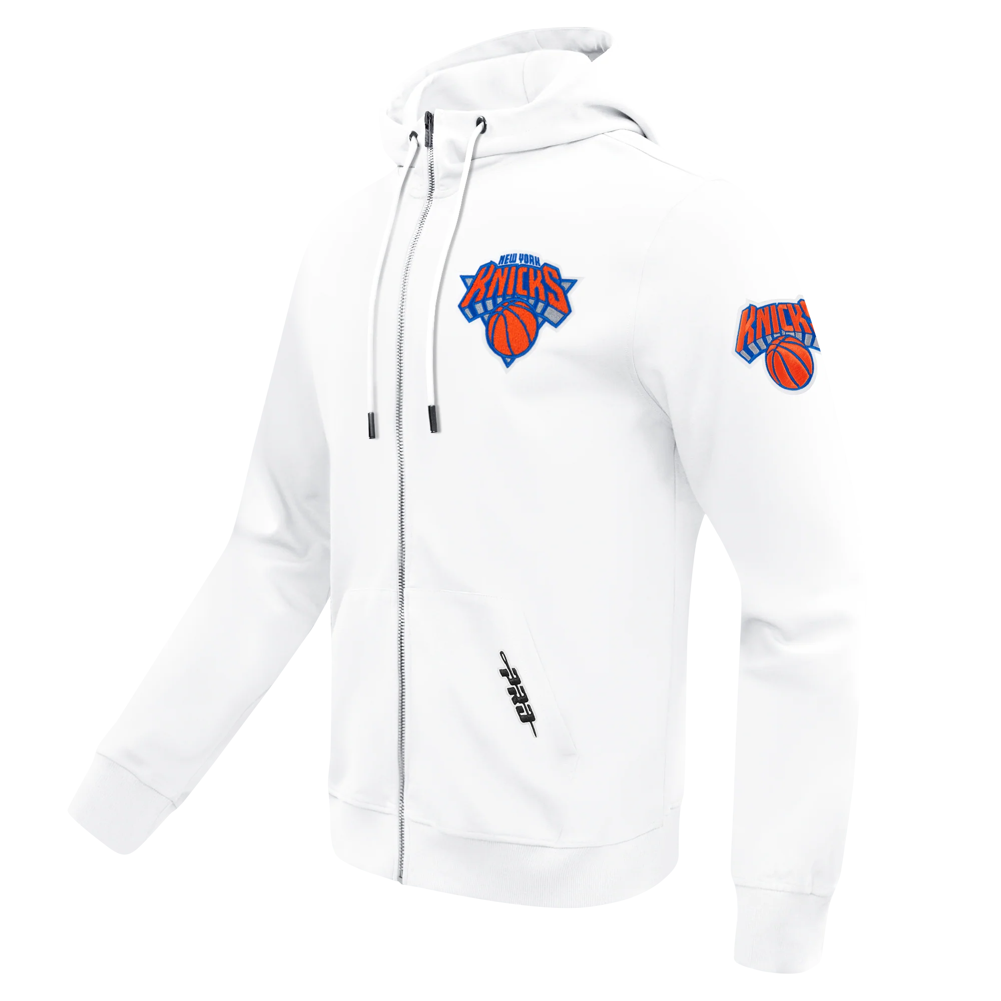 NBA NEW YORK KNICKS CLASSIC CHENILLE MEN'S FULL ZIP HOODIE (White) - Image 4