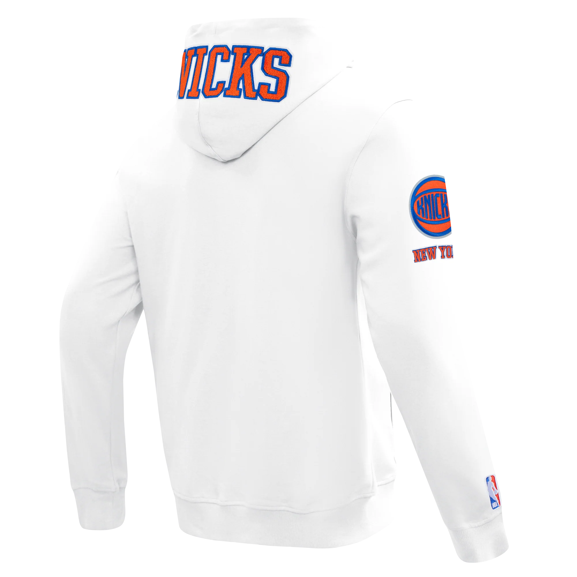 NBA NEW YORK KNICKS CLASSIC CHENILLE MEN'S FULL ZIP HOODIE (White) - Image 6