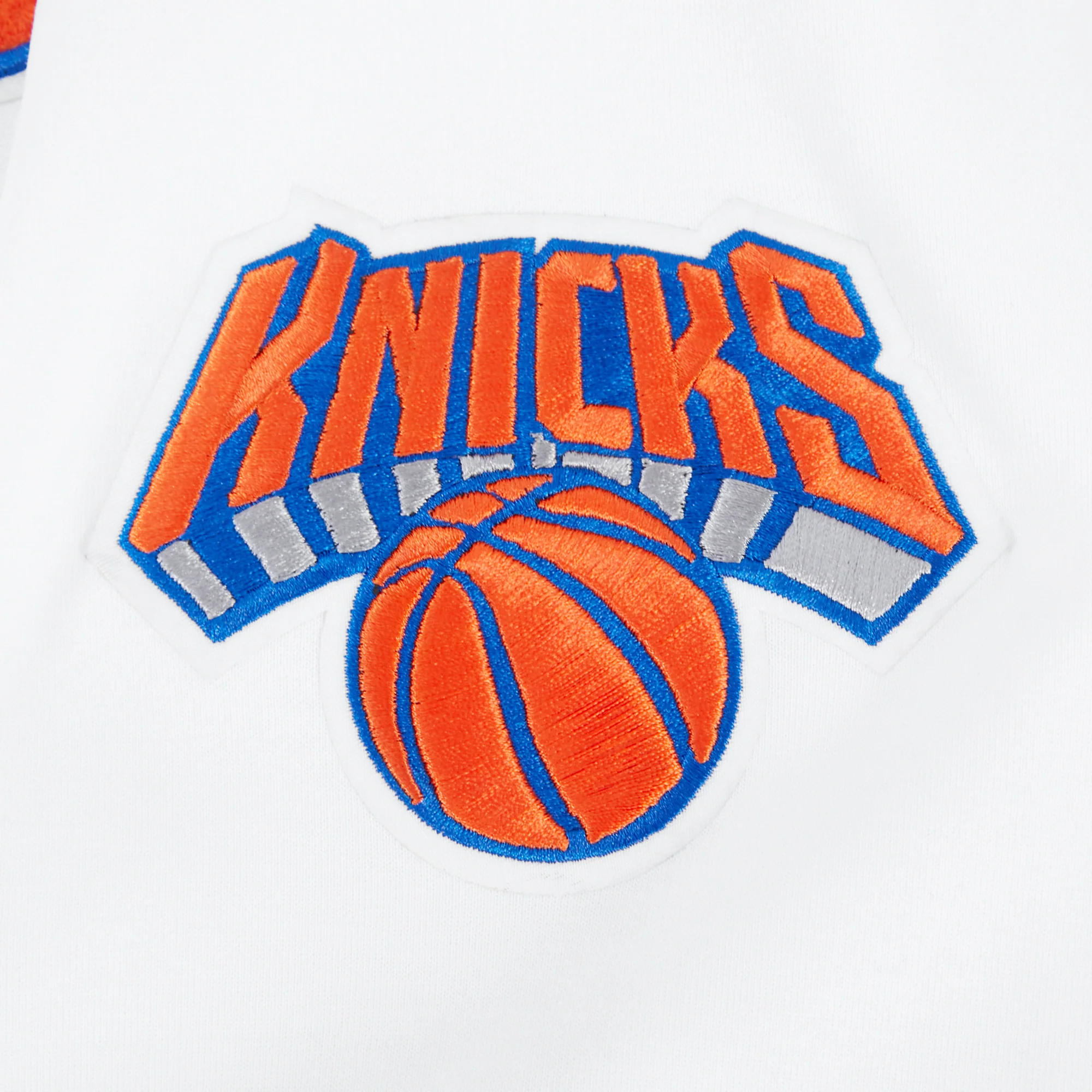 NBA NEW YORK KNICKS CLASSIC CHENILLE MEN'S FULL ZIP HOODIE (White) - Image 9