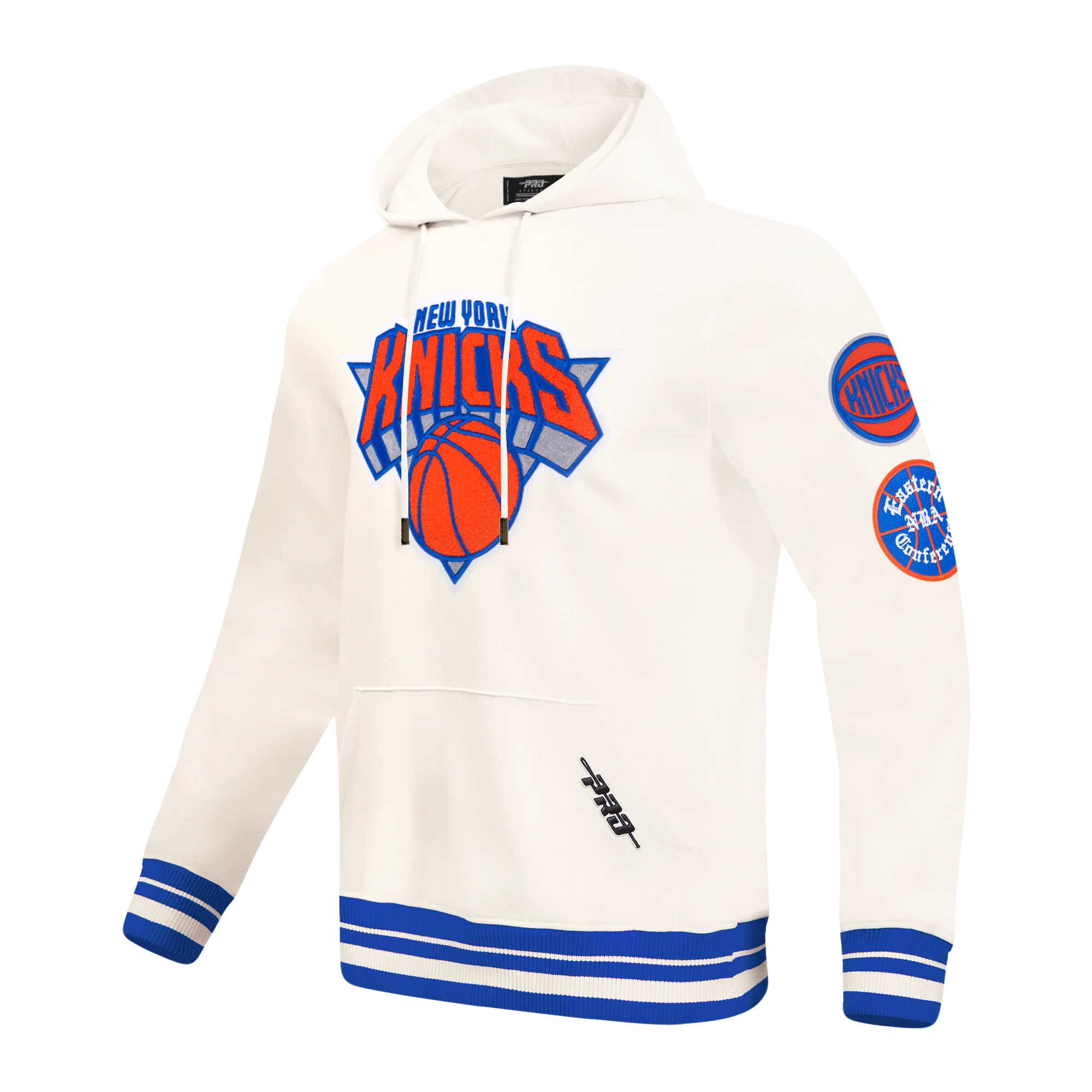 NBA NEW YORK KNICKS RETRO CLASSICS MEN'S PULL OVER HOODIE (EGGSHELL/ROYAL BLUE) - Image 4
