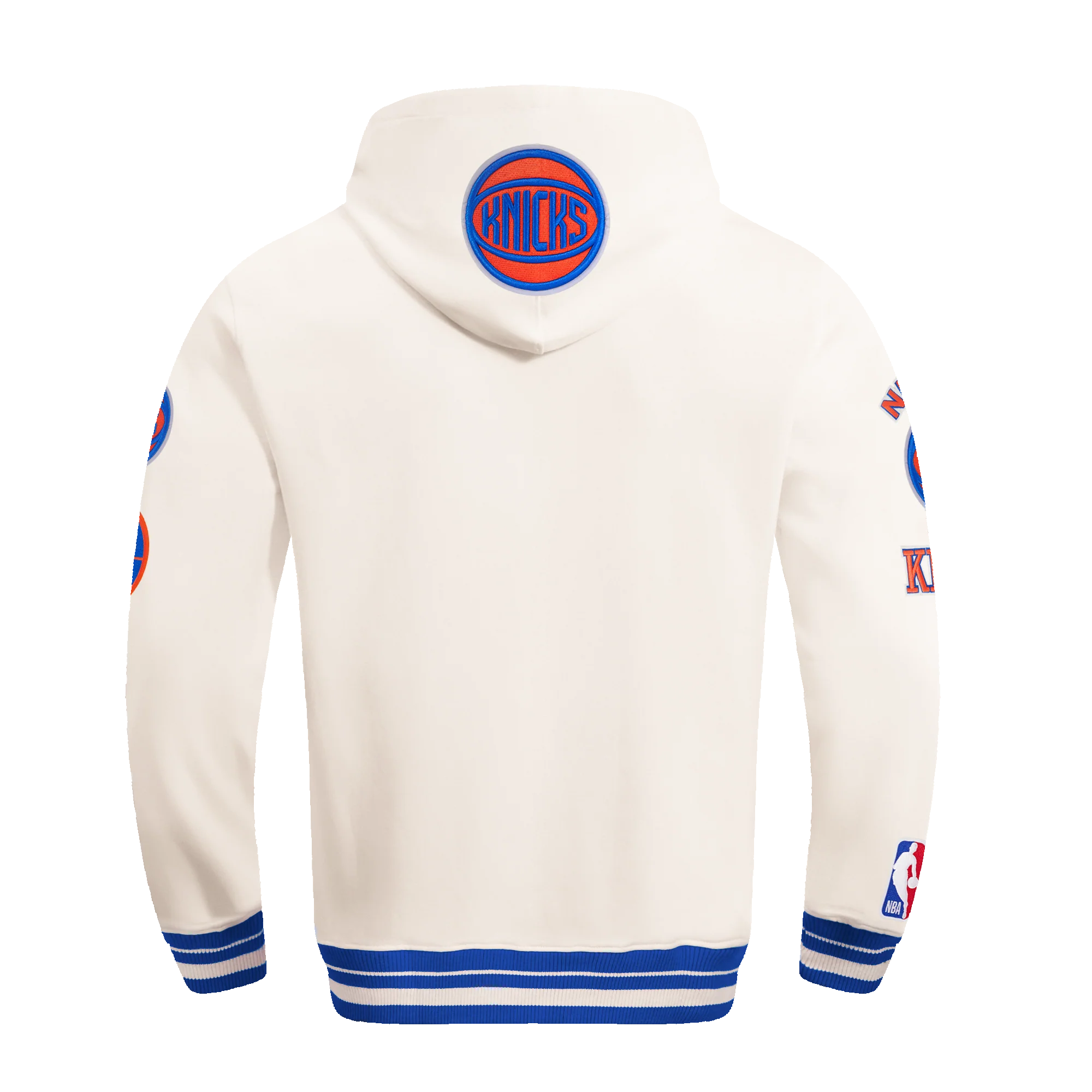 NBA NEW YORK KNICKS RETRO CLASSICS MEN'S PULL OVER HOODIE (EGGSHELL/ROYAL BLUE) - Image 5