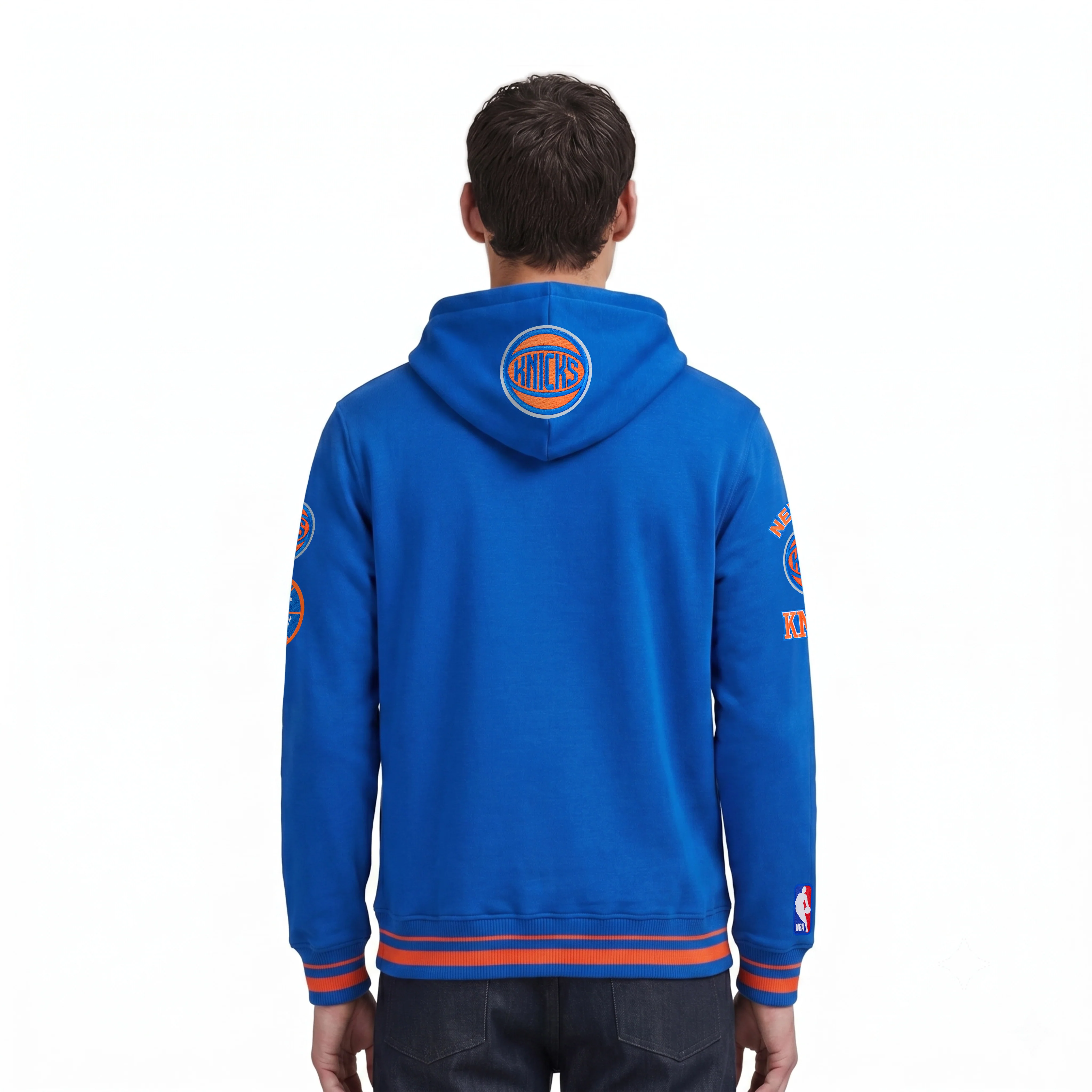 NBA NEW YORK KNICKS RETRO CLASSICS MEN'S PULL OVER HOODIE (ROYAL/ORANGE/ROYAL) - Image 2