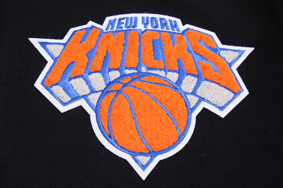 NBA NEW YORK KNICKS CLASSIC CHENILLE MEN'S FULL ZIP PULLOVER HOODIE (BLACK) - Image 10