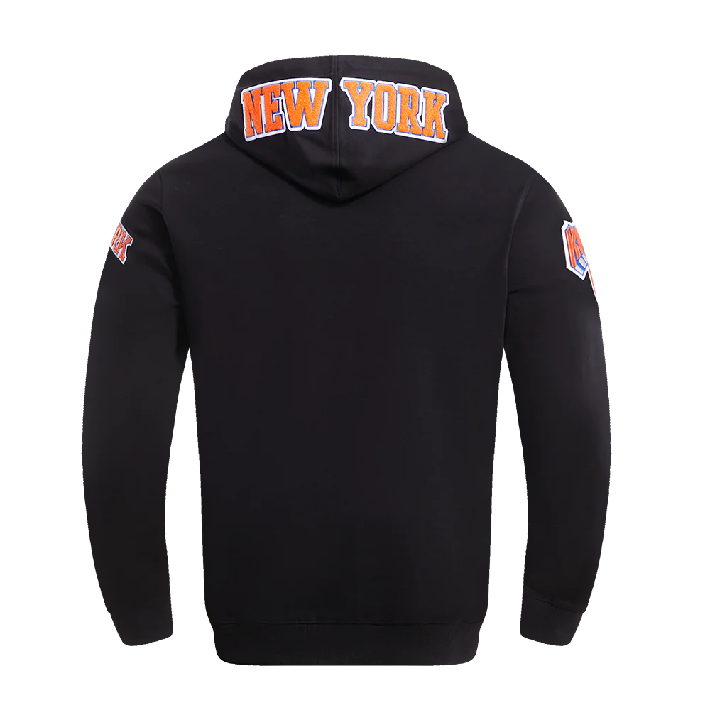 NBA NEW YORK KNICKS CLASSIC CHENILLE MEN'S FULL ZIP PULLOVER HOODIE (BLACK) - Image 5