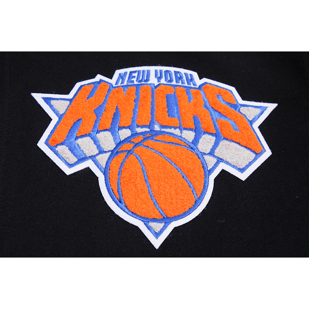 NBA NEW YORK KNICKS CLASSIC CHENILLE MEN'S FULL ZIP PULLOVER HOODIE (BLACK) - Image 9