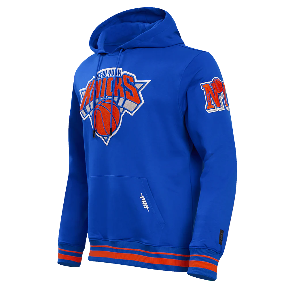 NBA NEW YORK KNICKS RETRO CLASSIC MEN'S PULLOVER HOODIE (ROYAL BLUE/ORANGE) - Image 2
