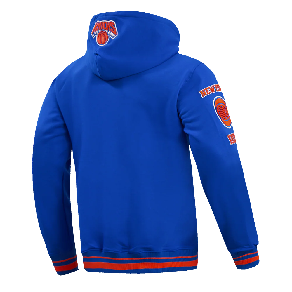 NBA NEW YORK KNICKS RETRO CLASSIC MEN'S PULLOVER HOODIE (ROYAL BLUE/ORANGE) - Image 4