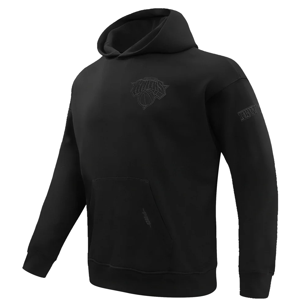 NBA NEW YORK KNICKS NEUTRAL DROP SHOULDER FLEECE PULLOVER HOODIE (BLACK) - Image 4