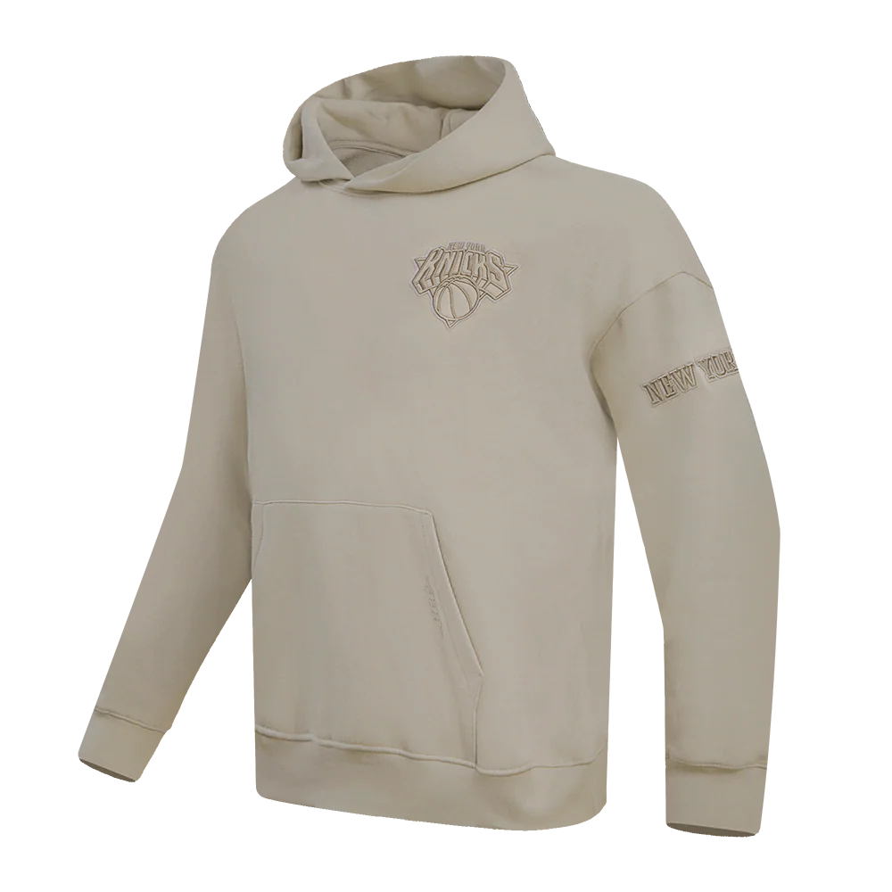 NBA NEW YORK KNICKS NEUTRAL DROP SHOULDER FLEECE PULLOVER HOODIE (TAUPE) - Image 4