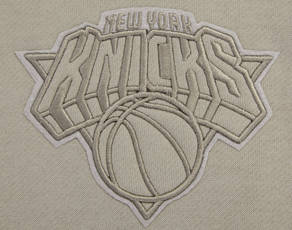 NBA NEW YORK KNICKS NEUTRAL DROP SHOULDER FLEECE PULLOVER HOODIE (TAUPE) - Image 9