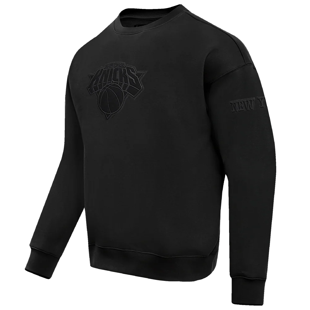 NBA NEW YORK KNICKS NEUTRAL DROP SHOULDER FLEECE CREWNECK (BLACK) - Image 4