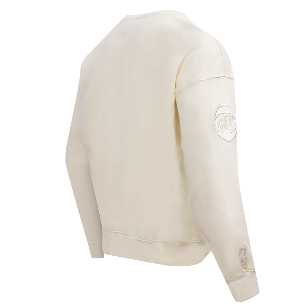 NBA NEW YORK KNICKS NEUTRAL DROP SHOULDER FLEECE CREWNECK (EGGSHELL) - Image 3