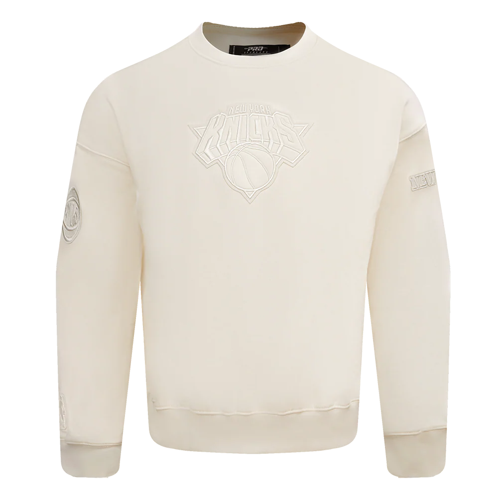 NBA NEW YORK KNICKS NEUTRAL DROP SHOULDER FLEECE CREWNECK (EGGSHELL) - Image 8