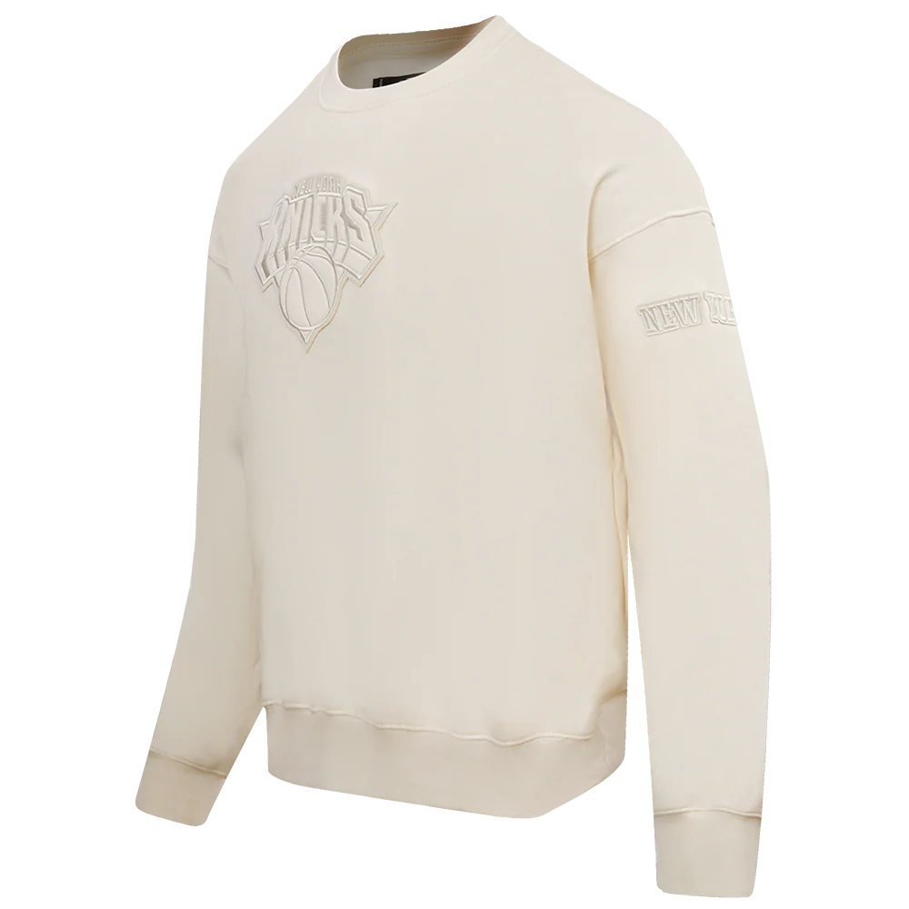 NBA NEW YORK KNICKS NEUTRAL DROP SHOULDER FLEECE CREWNECK (EGGSHELL) - Image 9