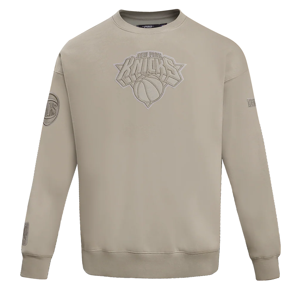 NBA NEW YORK KNICKS NEUTRAL DROP SHOULDER FLEECE CREWNECK (TAUPE) - Image 3