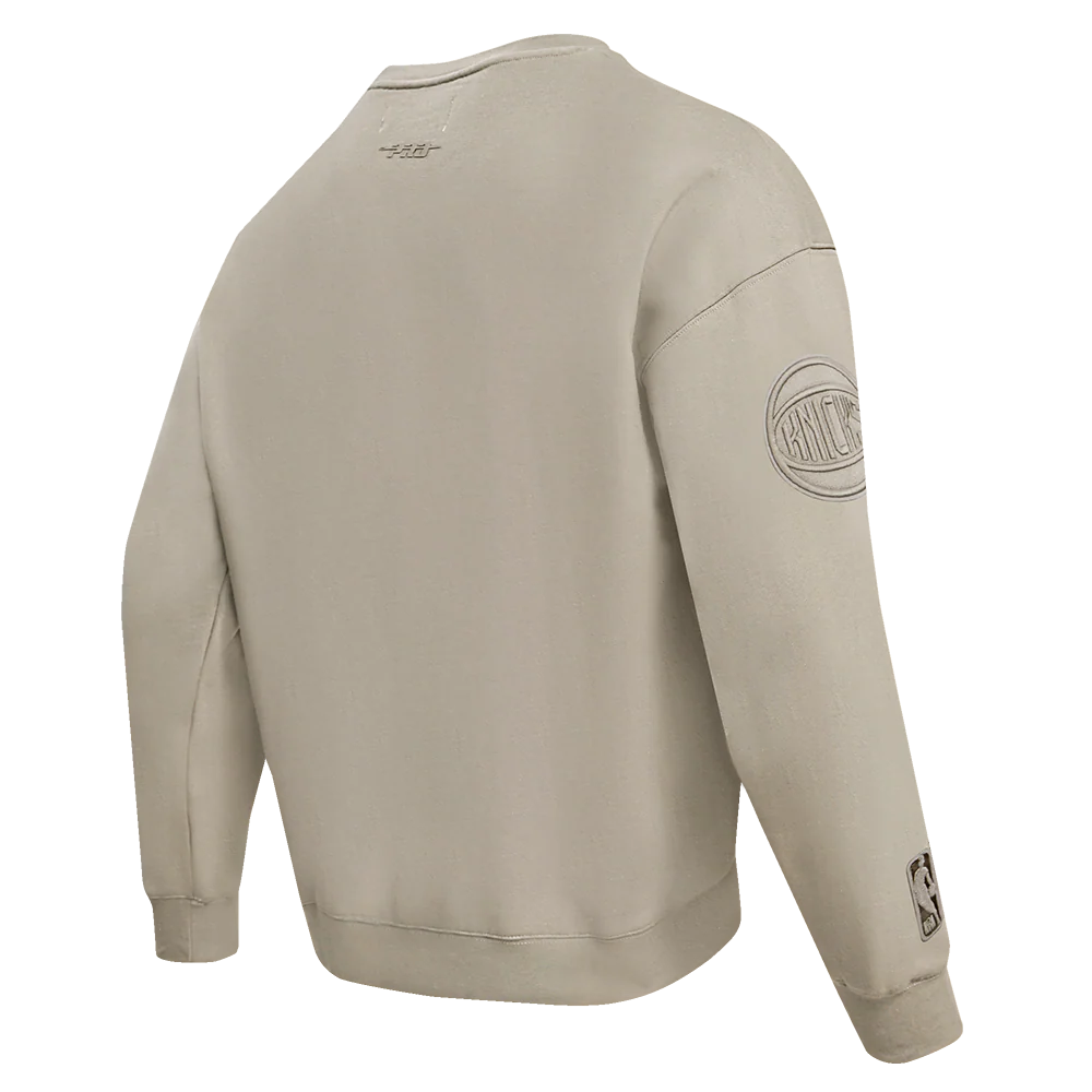 NBA NEW YORK KNICKS NEUTRAL DROP SHOULDER FLEECE CREWNECK (TAUPE) - Image 5