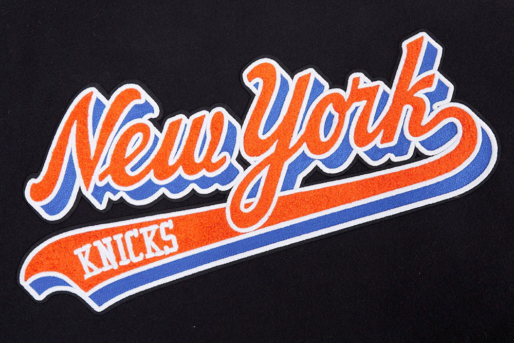NBA NEW YORK KNICKS SCRIPT TAIL MEN'S RIB WOOL VARSITY (BLACK/ROYAL BLUE/BLACK) - Image 8