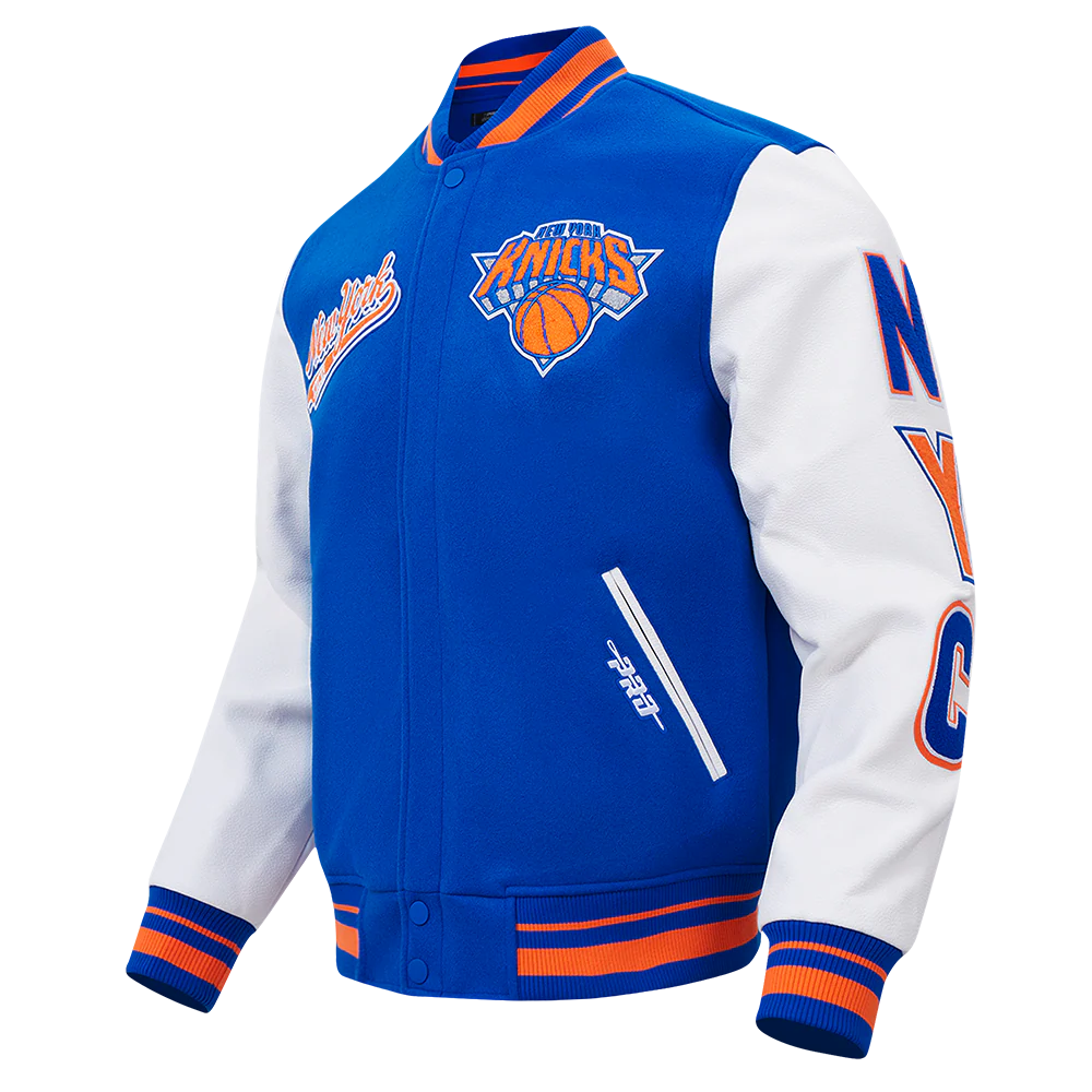 NBA NEW YORK KNICKS SCRIPT TAIL MEN'S RIB WOOL VARSITY (ROYAL/ORANGE/ROYAL) - Image 2