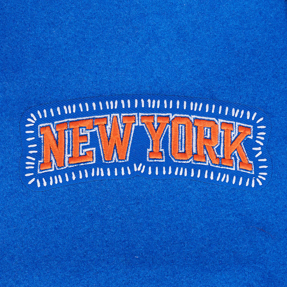 NBA NEW YORK KNICKS DIY PICK STITCH MEN'S RIB WOOL VARSITY JACKET (ROYAL/ORANGE/ROYAL) - Image 6