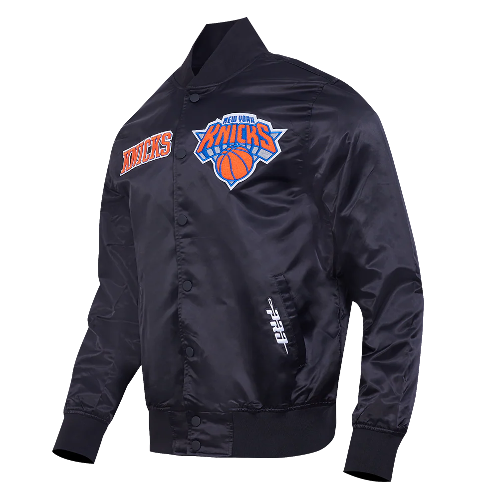 NBA NEW YORK KNICKS SOUVENIR MEN'S SATIN JACKET (BLACK) - Image 4
