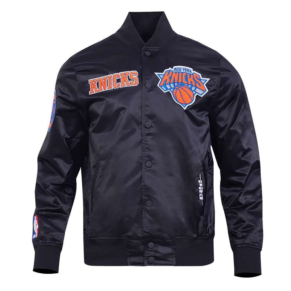NBA NEW YORK KNICKS SOUVENIR MEN'S SATIN JACKET (BLACK) - Image 5