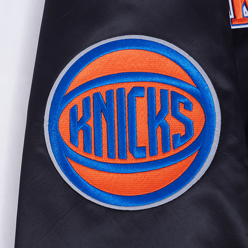 NBA NEW YORK KNICKS SOUVENIR MEN'S SATIN JACKET (BLACK) - Image 9