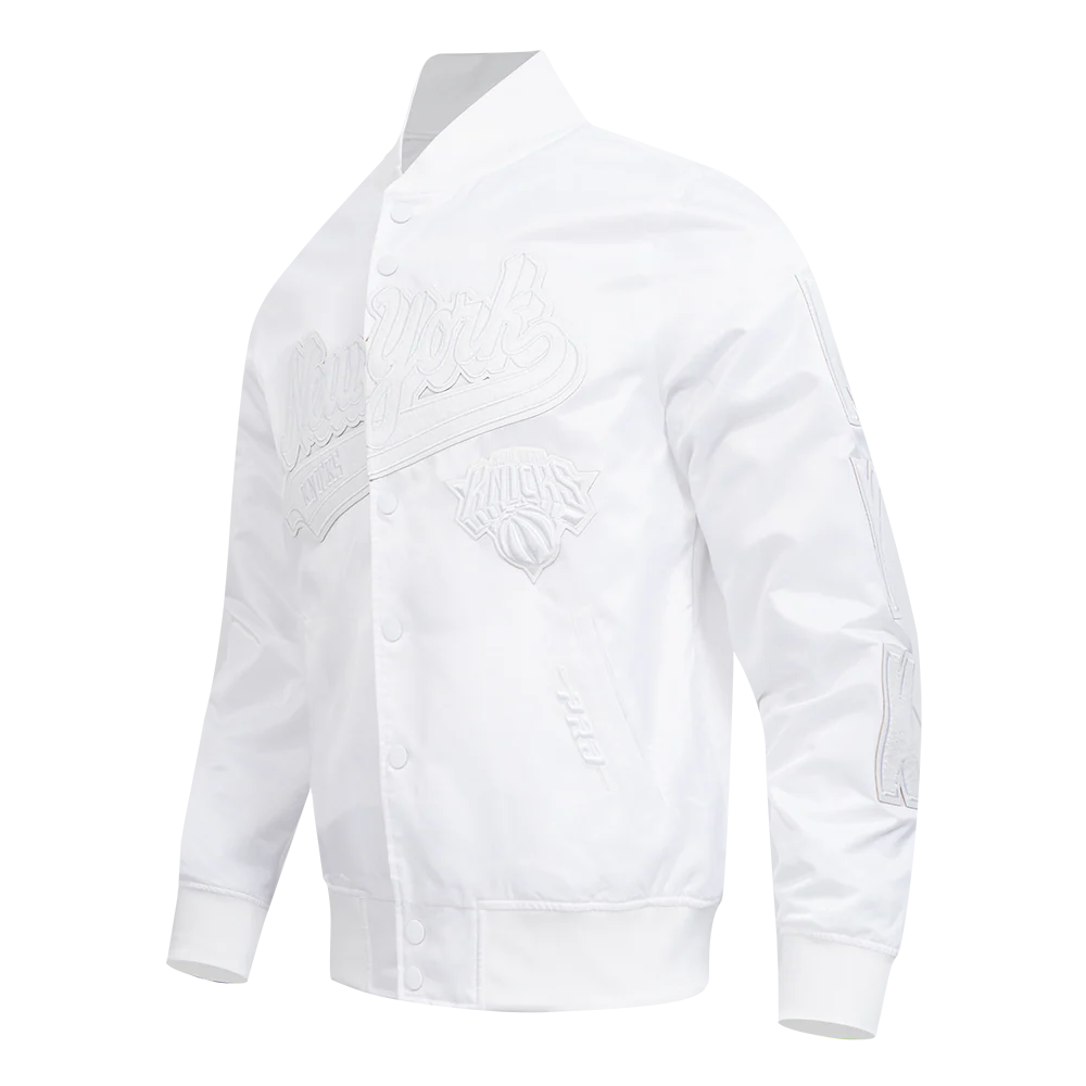 NBA NEW YORK KNICKS WHITE OUT MEN'S SATIN JACKET (WHITE) - Image 2