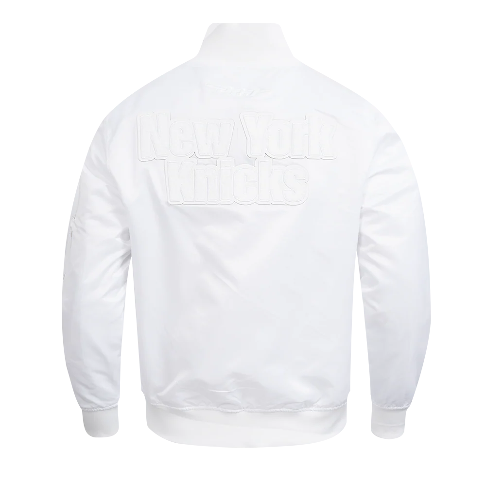 NBA NEW YORK KNICKS WHITE OUT MEN'S SATIN JACKET (WHITE) - Image 3