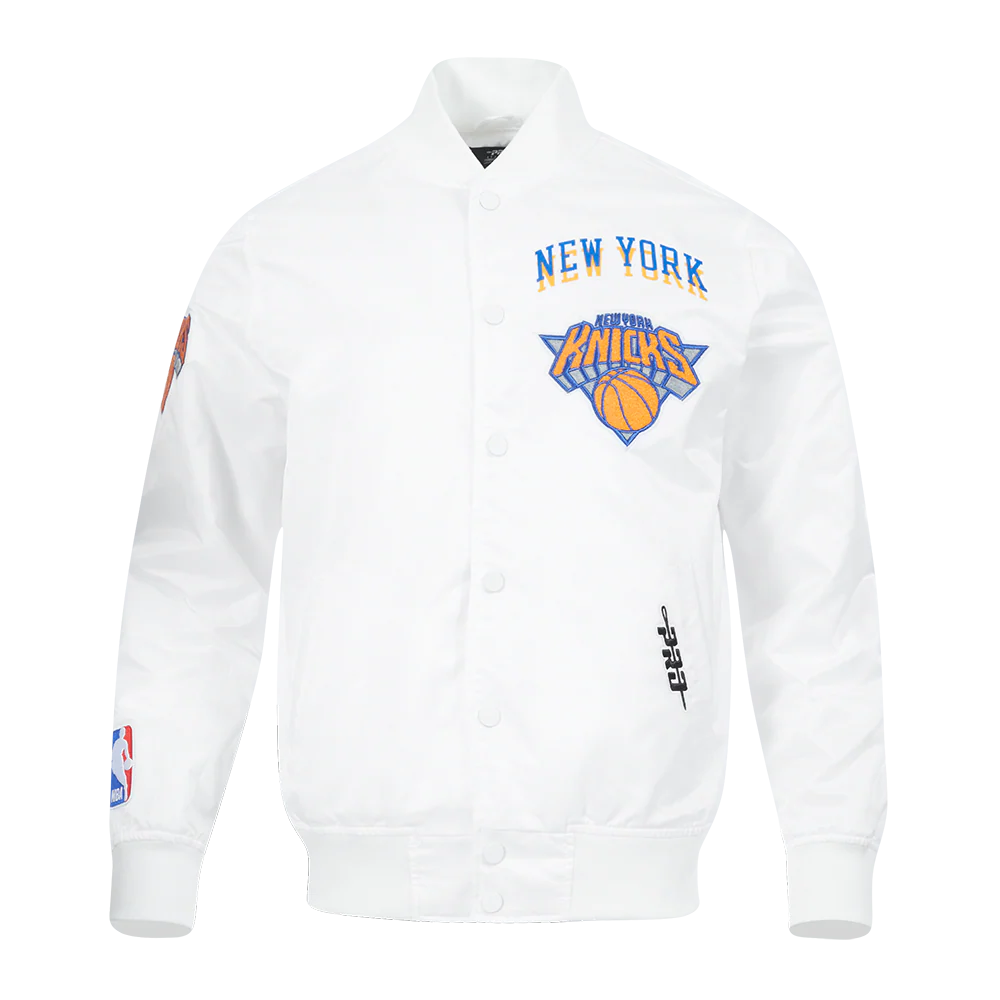 NBA NEW YORK KNICKS CITY EDITION 24-25 MEN'S SATIN JACKET (WHITE)