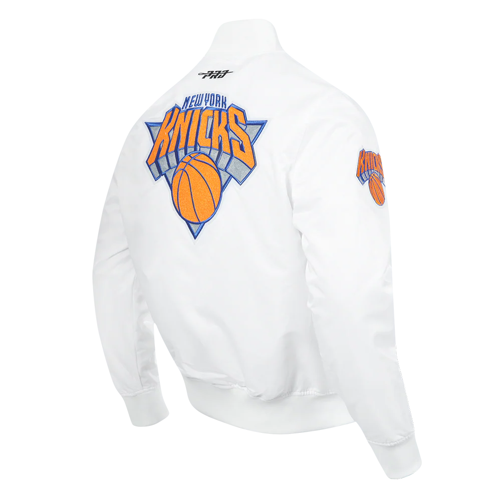 NBA NEW YORK KNICKS CITY EDITION 24-25 MEN'S SATIN JACKET (WHITE) - Image 4