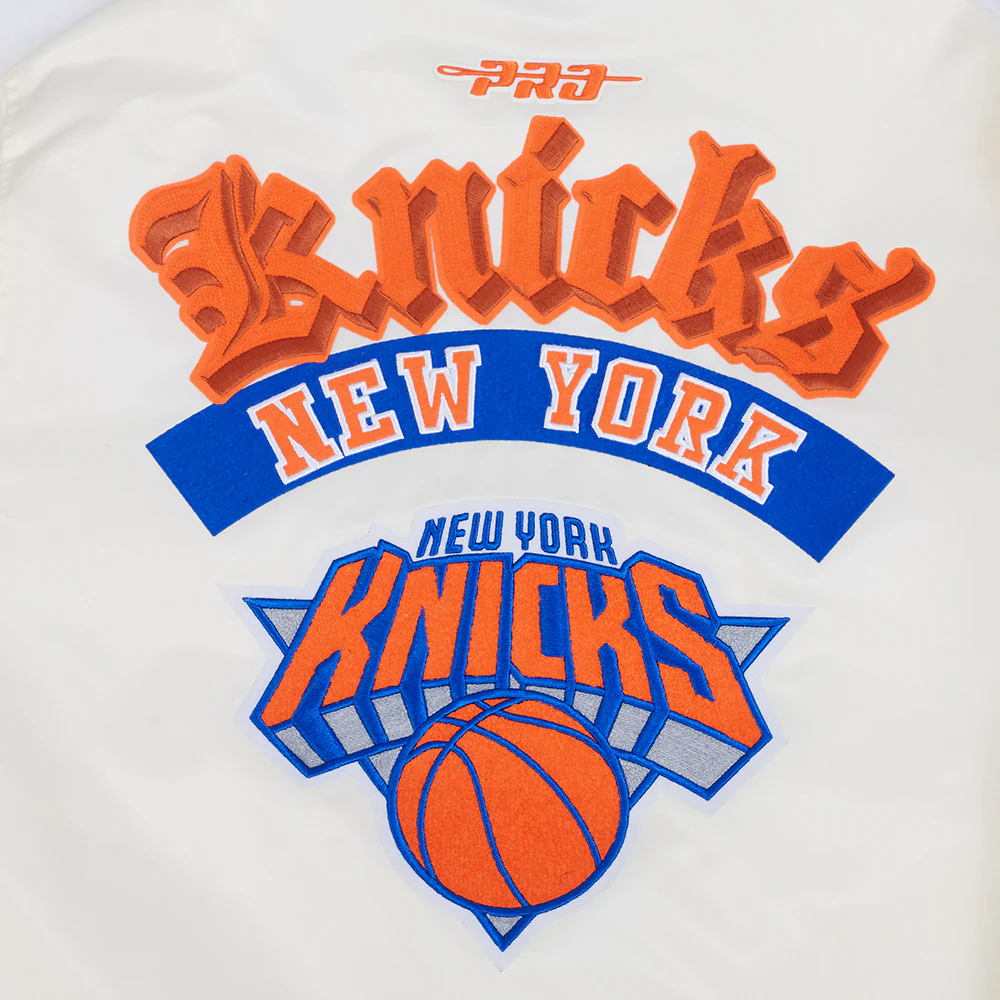 NBA NEW YORK KNICKS BEST OF MEN'S RIB SATIN JACKET (EGGSHELL/ROYAL BLUE) - Image 7