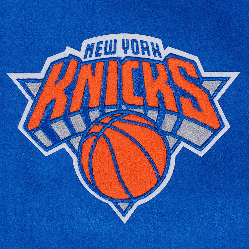 NBA NEW YORK KNICKS BEST OF MEN'S RIB WOOL VARSITY JACKET (ROYAL/ORANGE/ROYAL) - Image 5