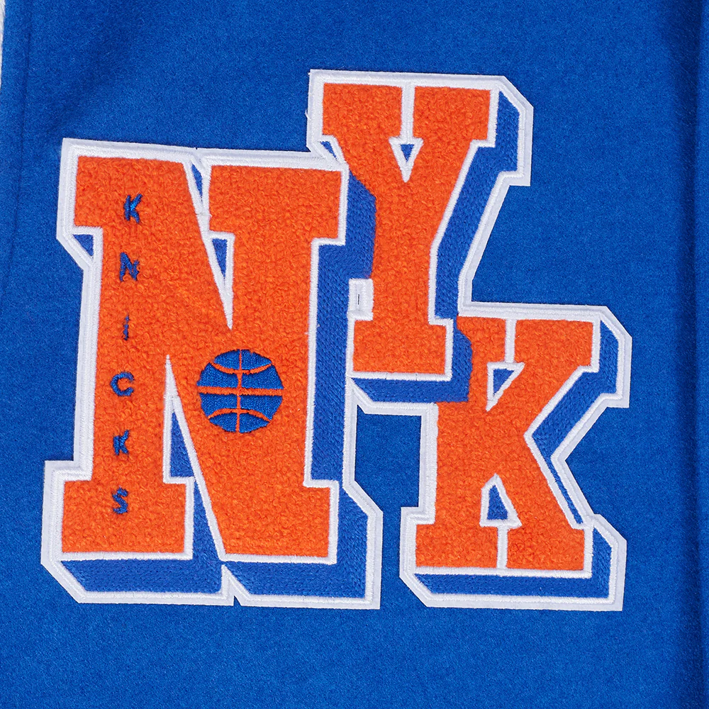 NBA NEW YORK KNICKS BEST OF MEN'S RIB WOOL VARSITY JACKET (ROYAL/ORANGE/ROYAL) - Image 6