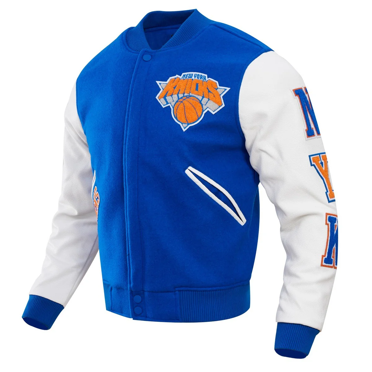 NBA NEW YORK KNICKS CLASSIC WOOL MEN'S VARSITY JACKET (ROYAL/WHITE) - Image 2