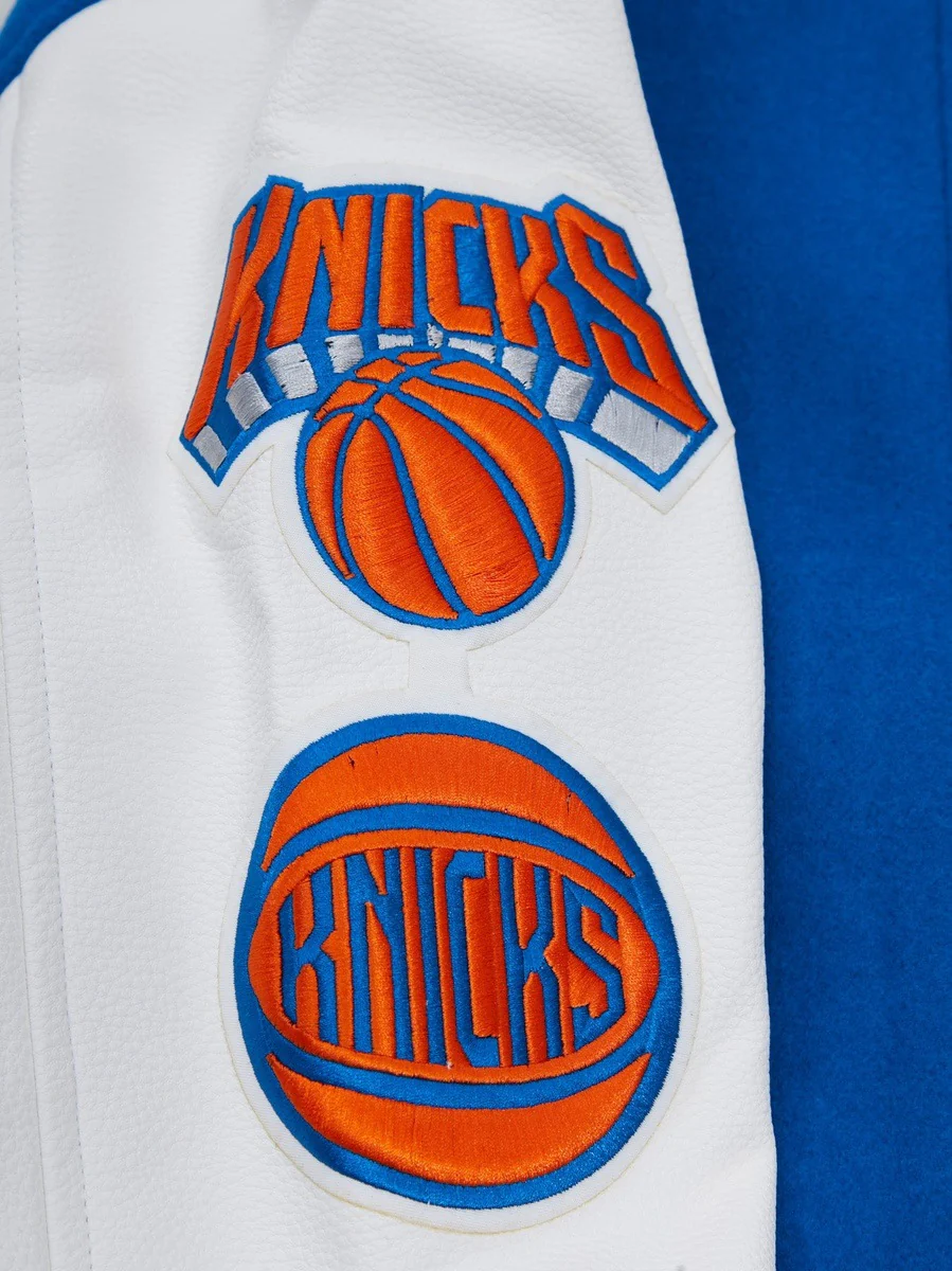 NBA NEW YORK KNICKS CLASSIC WOOL MEN'S VARSITY JACKET (ROYAL/WHITE) - Image 8