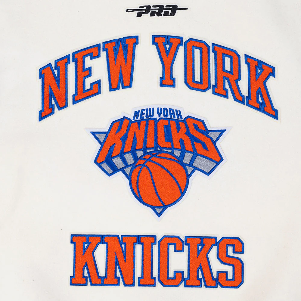 NBA NEW YORK KNICKS CITY EDITION 25-26 MEN'S RIB WOOL VARSITY JACKET (EGGSHELL/ROYAL BLUE) - Image 10