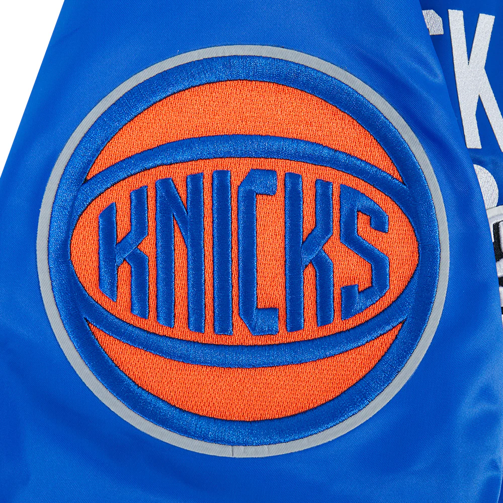 NBA NEW YORK KNICKS LETTERMAN MEN'S SATIN JACKET (ROYAL BLUE) - Image 10