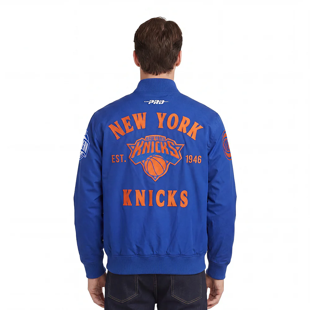 NBA NEW YORK KNICKS FIRST TEAM MEN'S JACKET (ROYAL BLUE) - Image 2