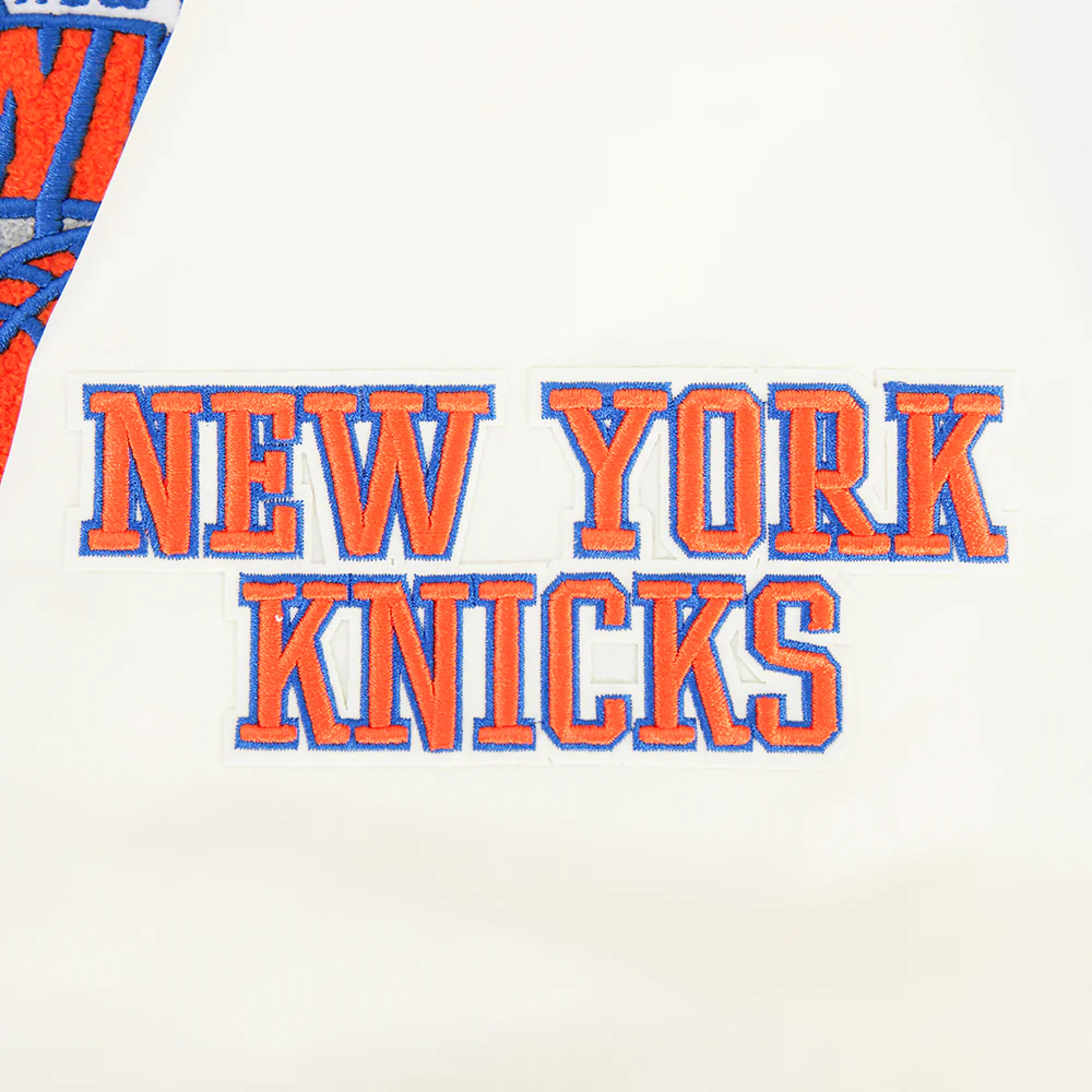 NBA NEW YORK KNICKS RETRO CLASSICS MEN'S SATIN JACKET (EGGSHELL/ROYAL BLUE) - Image 9