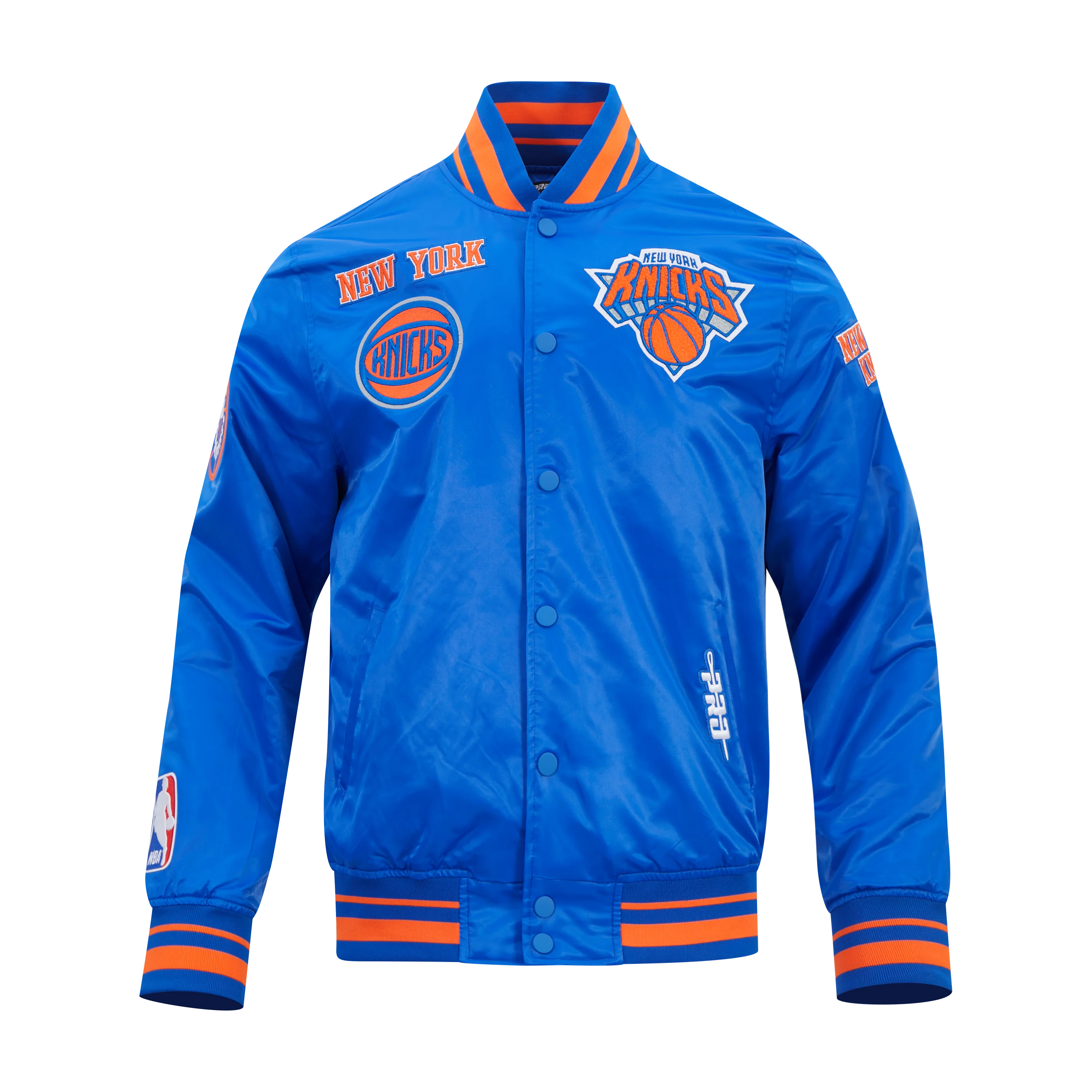 NBA NEW YORK KNICKS RETRO CLASSICS MEN'S SATIN JACKET (ROYAL/ORANGE/ROYAL) - Image 3