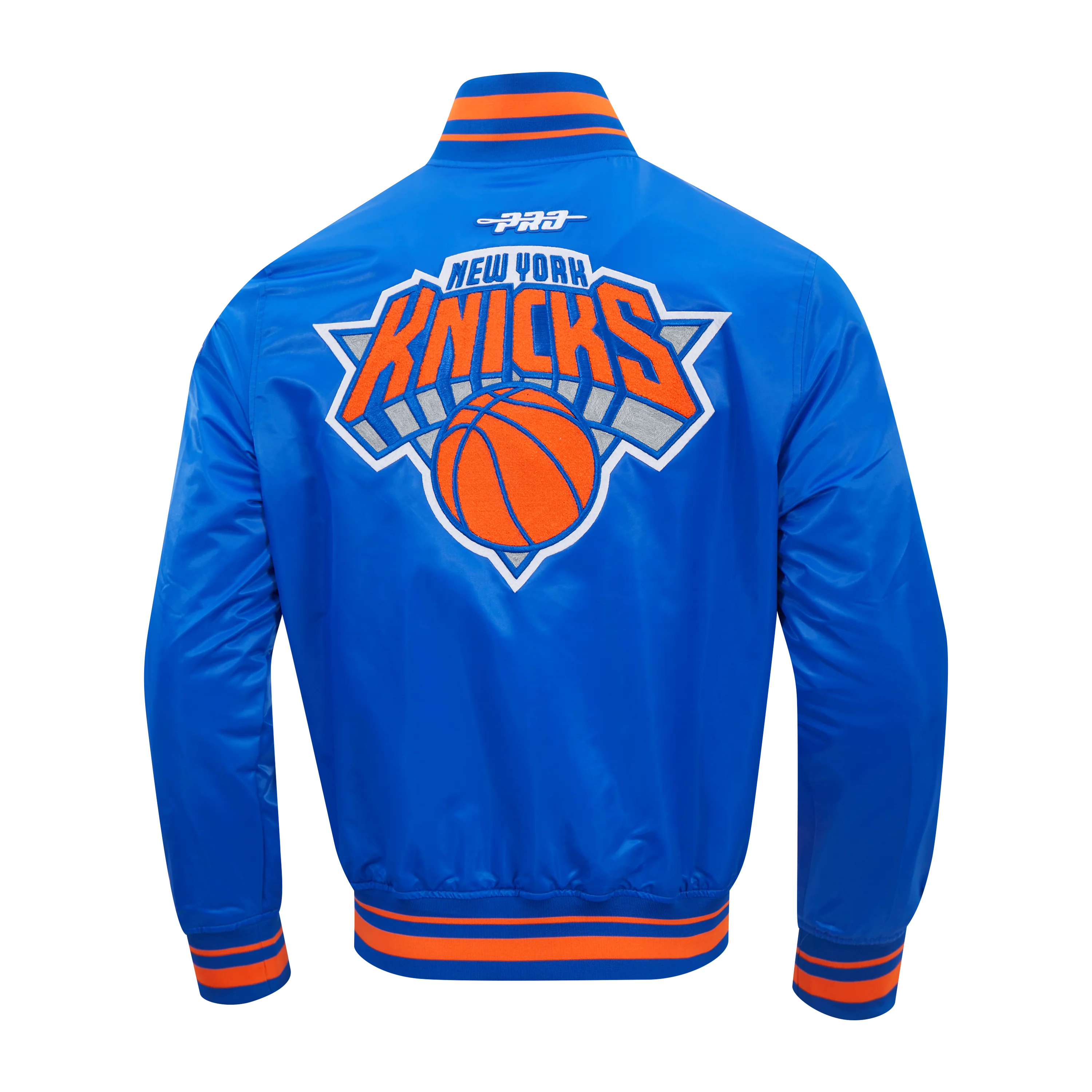 NBA NEW YORK KNICKS RETRO CLASSICS MEN'S SATIN JACKET (ROYAL/ORANGE/ROYAL) - Image 5