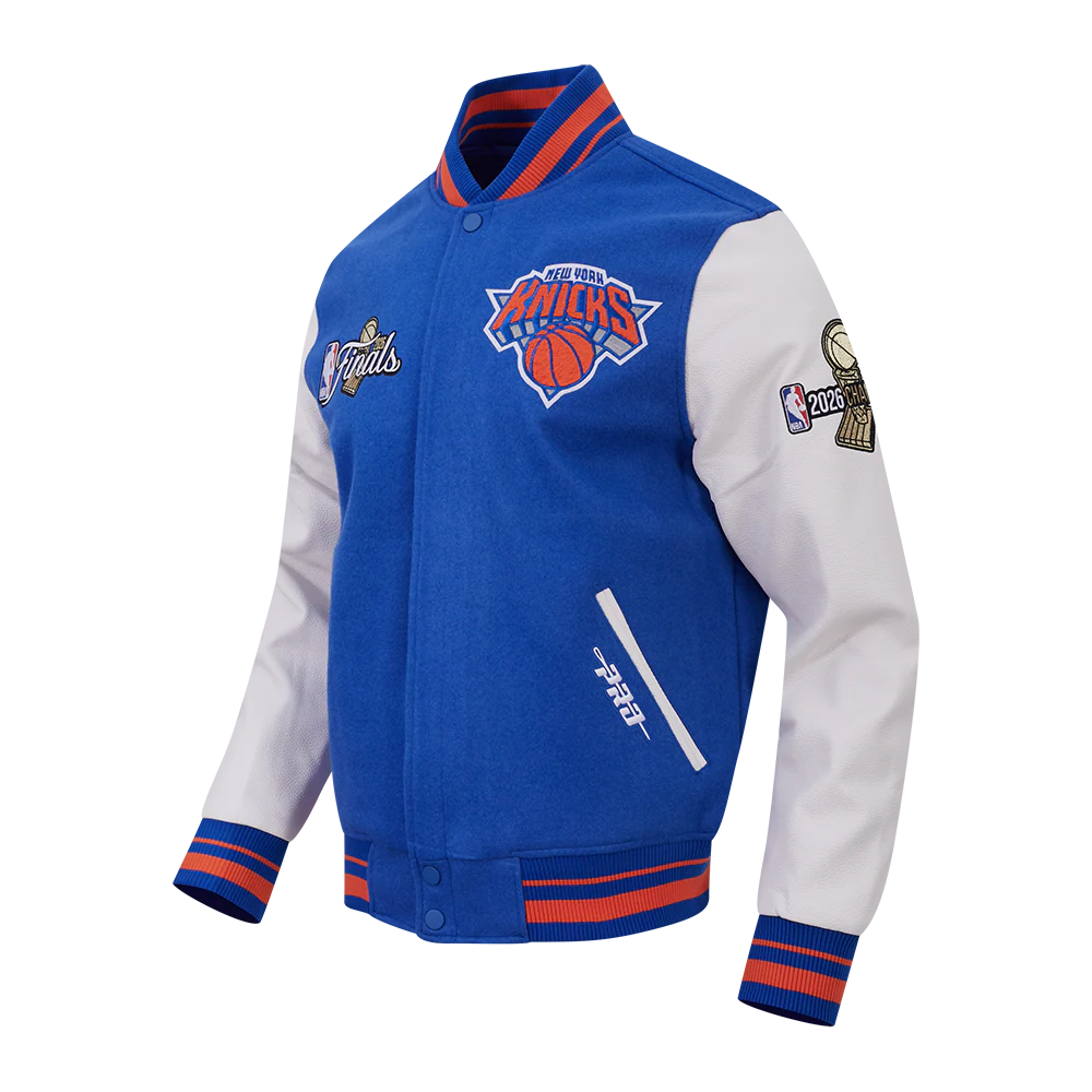 NBA NEW YORK KNICKS MEN'S VARSITY JACKET (ROYAL/ORANGE/ROYAL) - Image 4