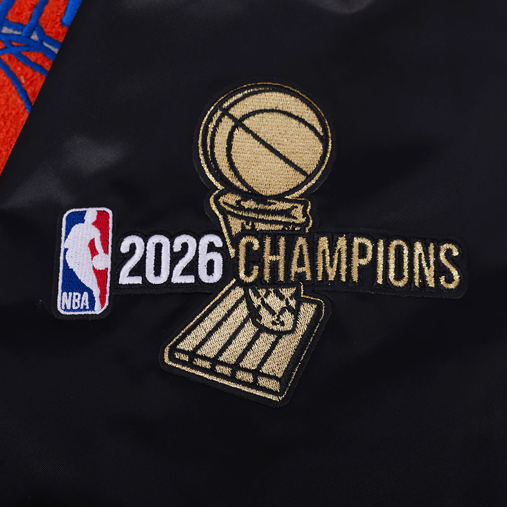 NEW YORK KNICKS 2026 NBA CHAMPIONSHIP MEN'S SATIN JACKET (BLACK) - Image 9