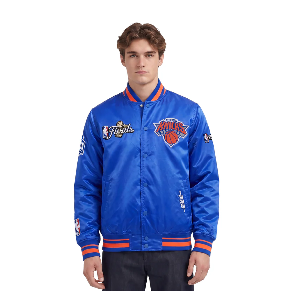 NEW YORK KNICKS 2026 NBA CHAMPIONSHIP MEN'S SATIN JACKET (ROYAL/ORANGE/ROYAL) - Image 2