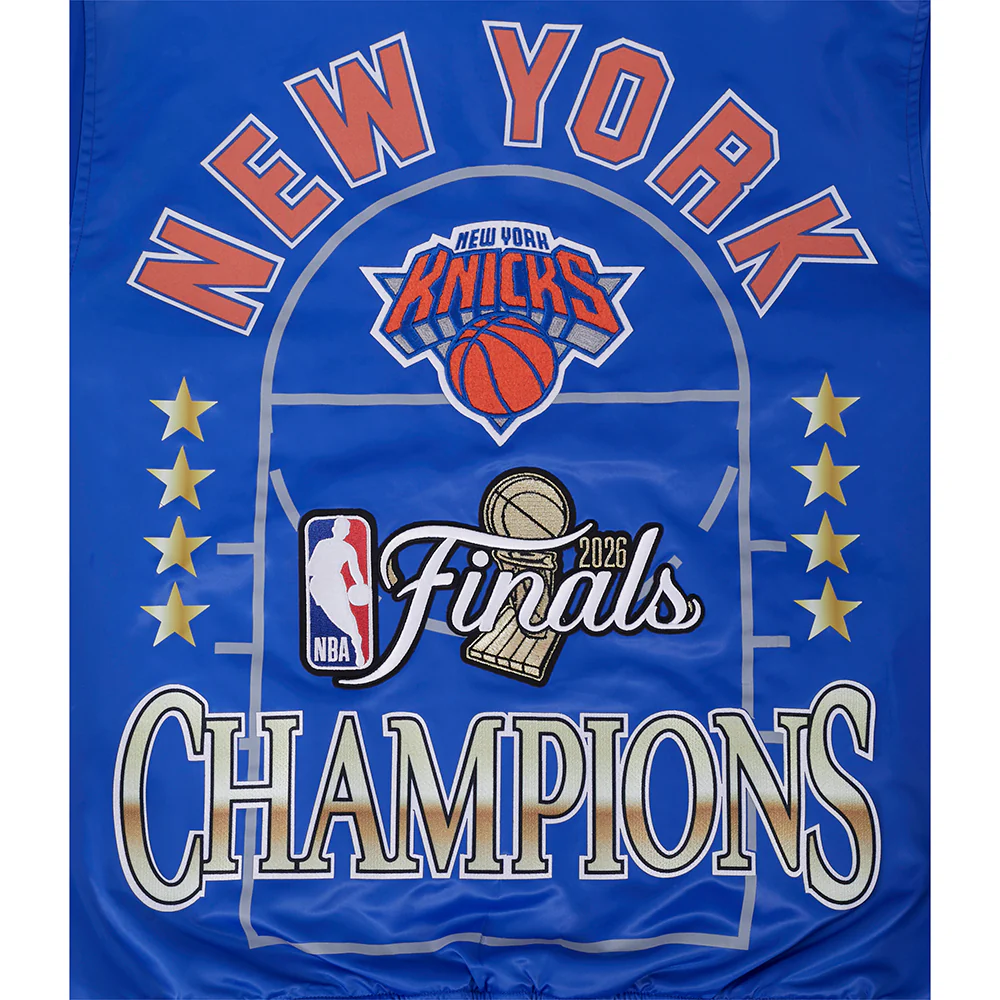NEW YORK KNICKS 2026 NBA CHAMPIONSHIP MEN'S SATIN JACKET (ROYAL/ORANGE/ROYAL) - Image 7