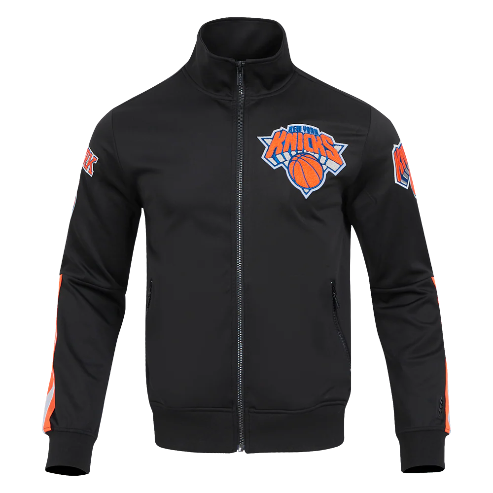 NBA NEW YORK KNICKS CLASSIC MEN'S DOUBLE KNIT TRACK JACKET (BLACK)