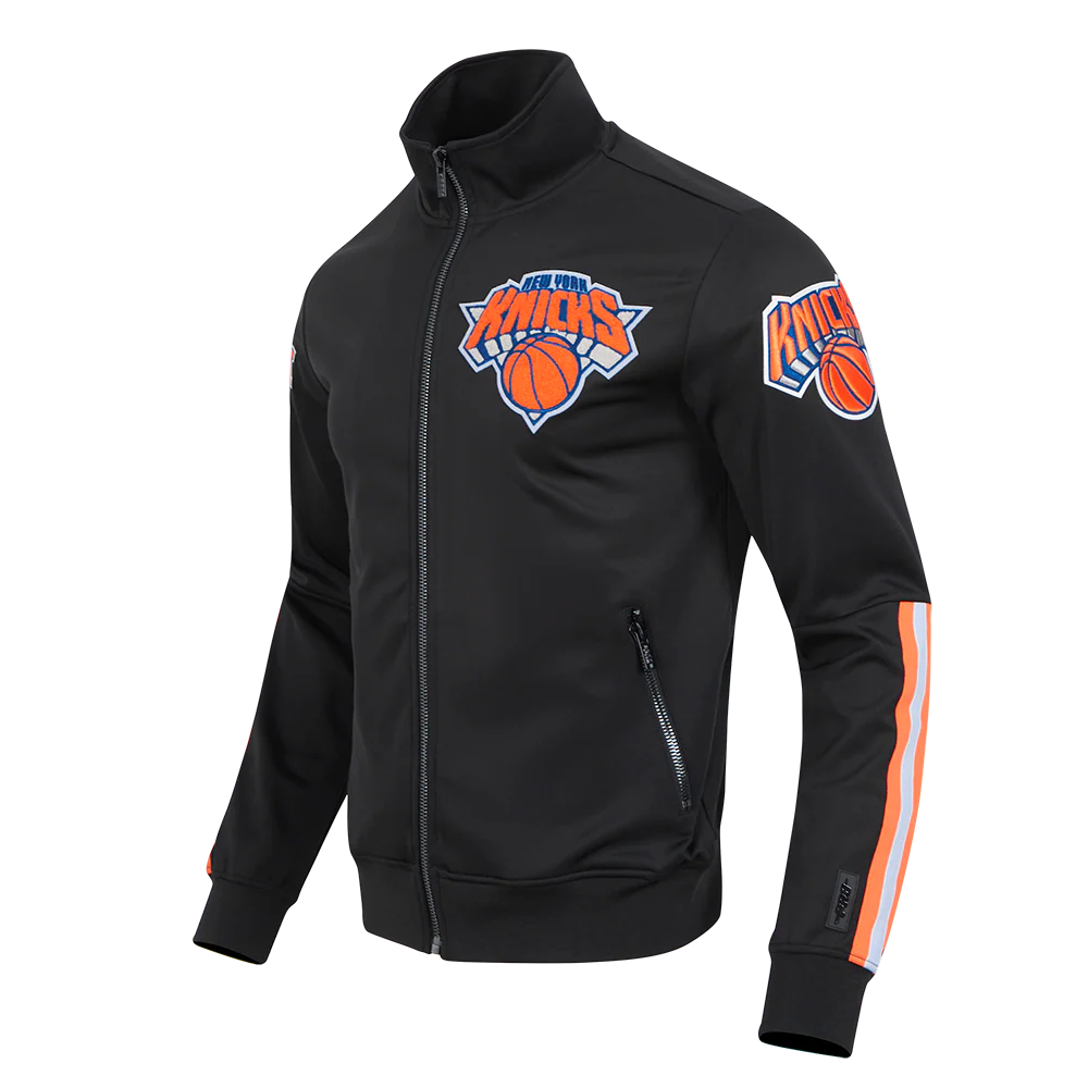 NBA NEW YORK KNICKS CLASSIC MEN'S DOUBLE KNIT TRACK JACKET (BLACK) - Image 2