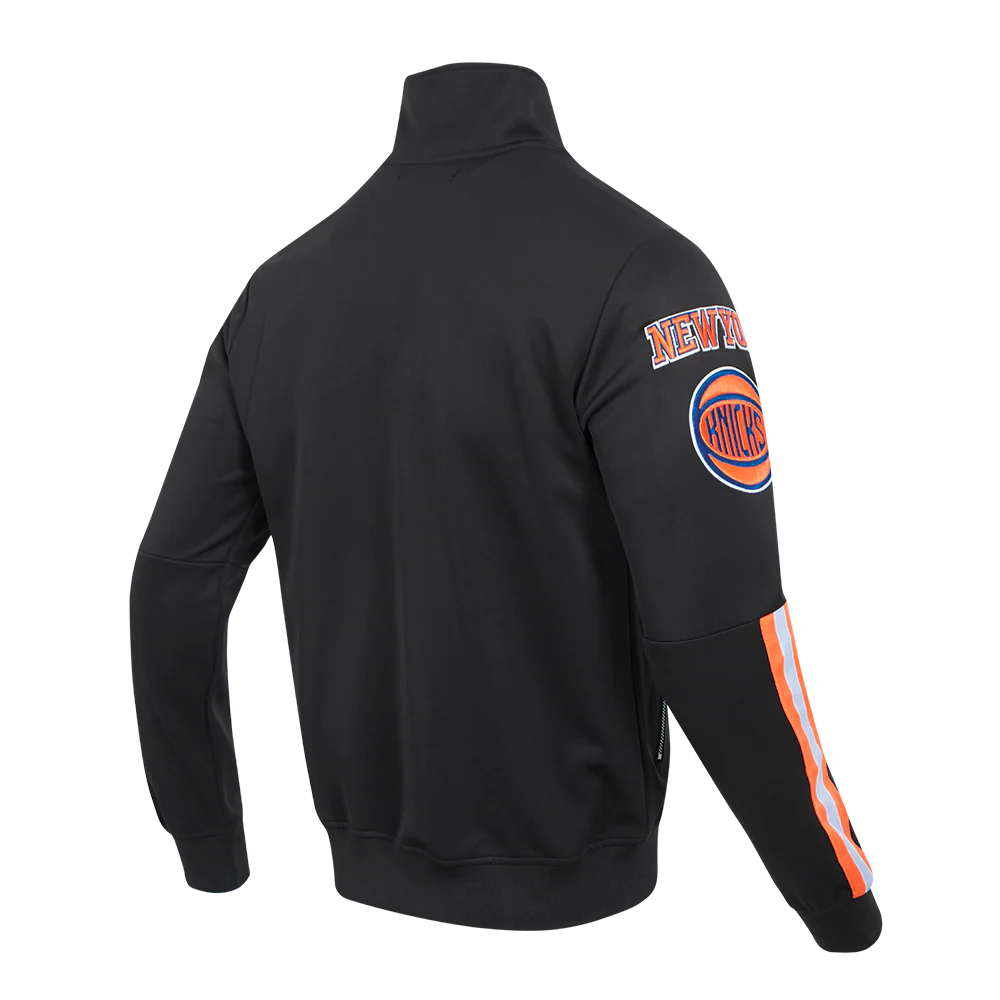 NBA NEW YORK KNICKS CLASSIC MEN'S DOUBLE KNIT TRACK JACKET (BLACK) - Image 4