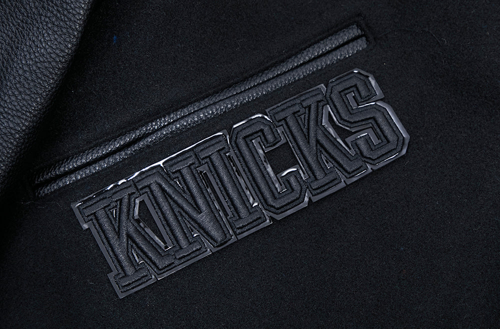 NBA NEW YORK KNICKS TRIPLE BLACK MEN'S VARSITY JACKET (BLACK) - Image 8