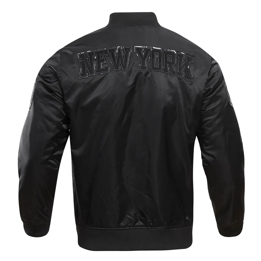 NBA NEW YORK KNICKS TRIPLE BLACK LOGO MEN'S SATIN JACKET (BLACK) - Image 5